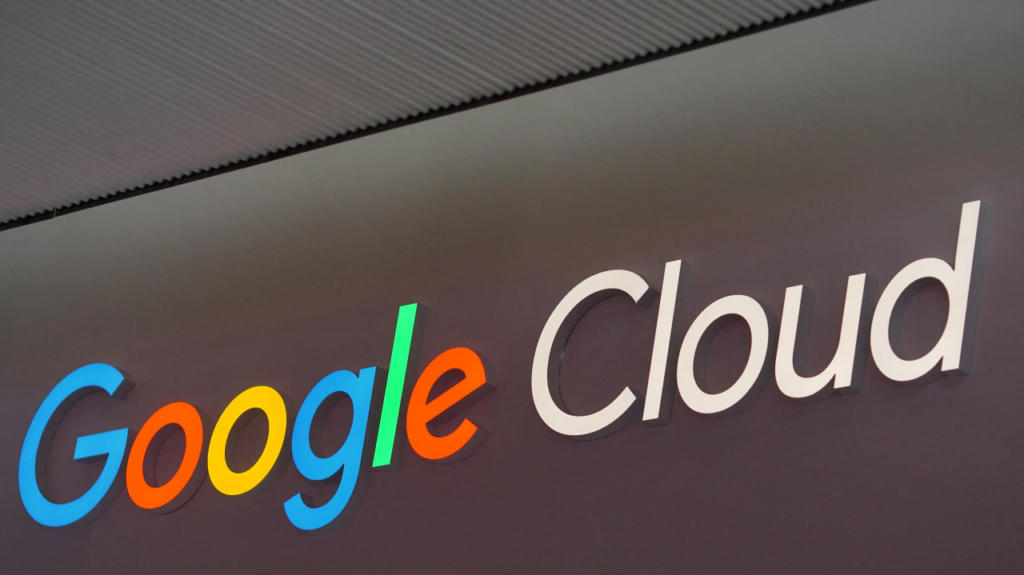 A data center graphic fading into a disconnected cloud icon, symbolizing system downtime during the Google Cloud outage.